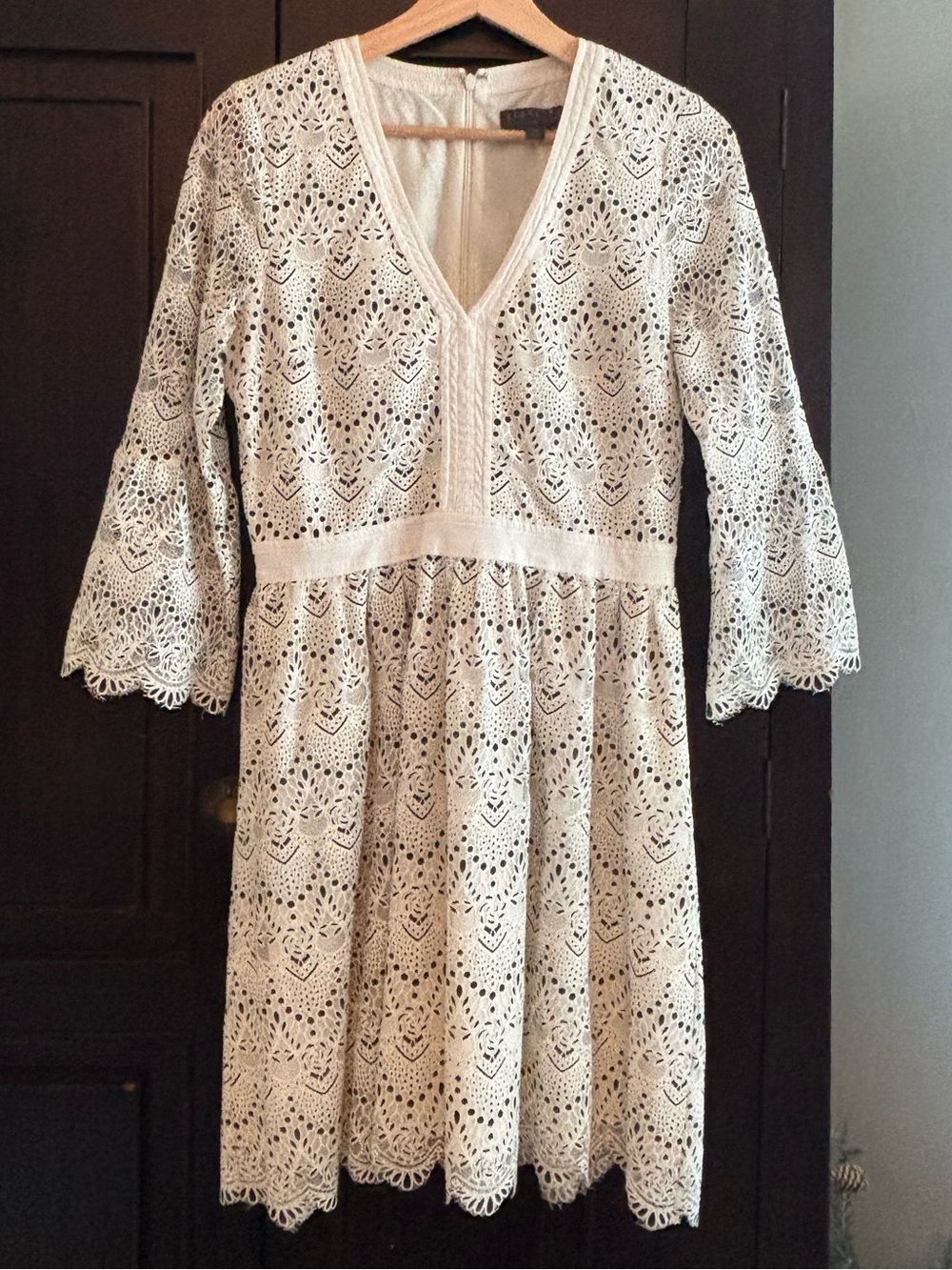 HIGHLINE Collective White Black Eyelet Lace Mini Dress Small for Showers Brunch